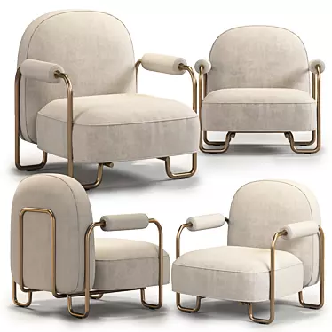 Champagne Novabuck® Armchair 3D model image 1 