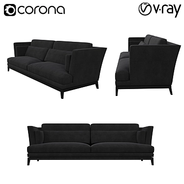 Elegant Trace Grey Sofa 3D model image 1 