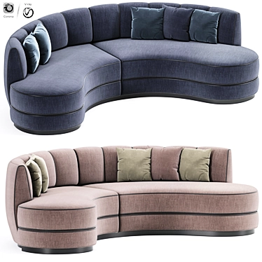 Contemporary Curved Fabric Sofa 3D model image 1 