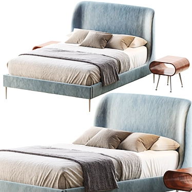 Lana Upholstered Bed: Stylish & Spacious 3D model image 1 