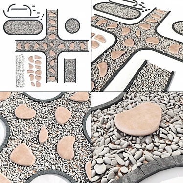 Pebble Road Slabs: Stone Plate Flooring 3D model image 1 