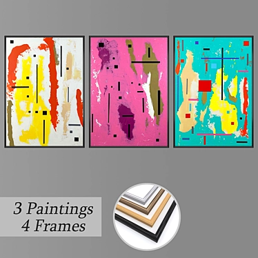 Elegant Wall Painting Set 3D model image 1 