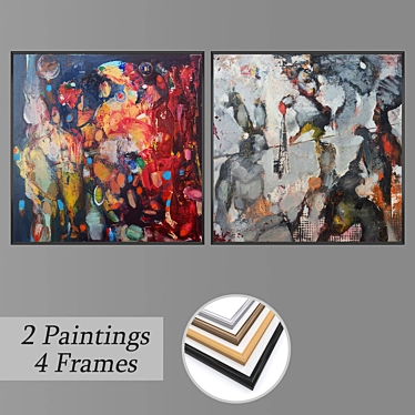 Elegant Wall Art Set with Frames 3D model image 1 