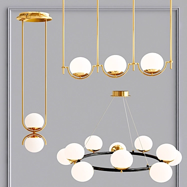 Modern Metal and Glass Ceiling Light Collection 3D model image 1 