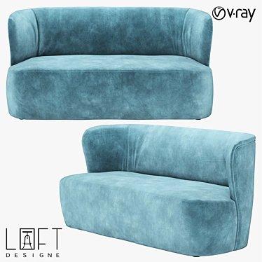 Modern Wood and Fabric Sofa 3D model image 1 