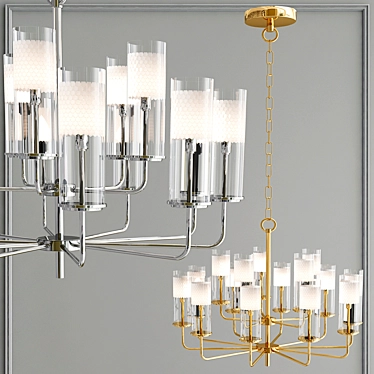 Elegant Golden Metal Chandelier 3D model image 1 