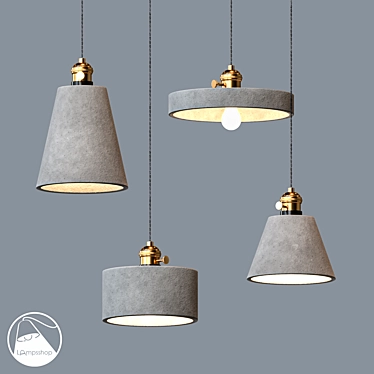 Modern Geometric Gray Chandelier 3D model image 1 