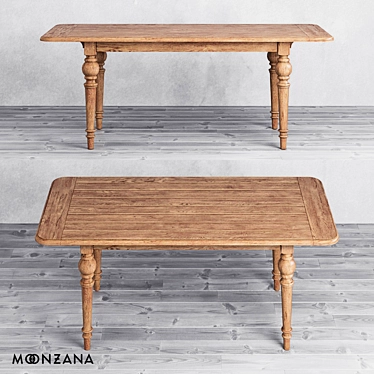 Residential Oak Wood Dining Table 3D model image 1 