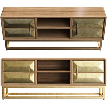 Modern Brass Media Unit with Pascali Design 3D model image 1 