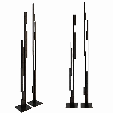 Geometric Art Set: Enrico Giacometti Inspired Sculptures 3D model image 1 