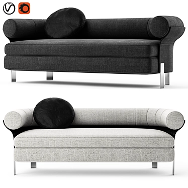 Modern Minotti Mattia Sofa in Black and White 3D model image 1 