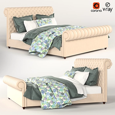 Pottery Barn Chesterfield Upholstered Bed 3D model image 1 