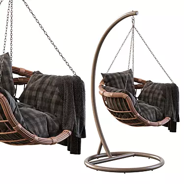 Vinotti Makadamia Brown Hanging Swing Chair 3D model image 1 