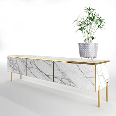 Smart Marble Curbstone with Gold Hardware 3D model image 1 