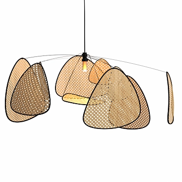 Stylish Rattan Hanging Lamp 3D model image 1 