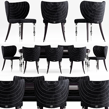 Elegant Elve Table & Chairs Set 3D model image 1 