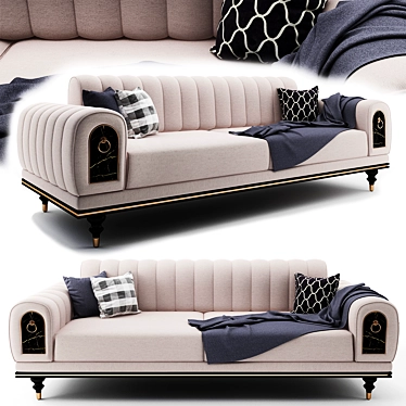Modern Nishantashi Triple Sofa 3D model image 1 