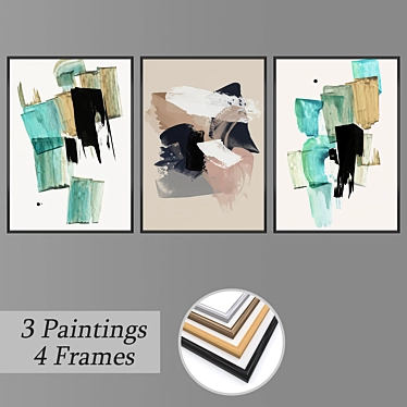 Elegant Framed Wall Art Set 3D model image 1 