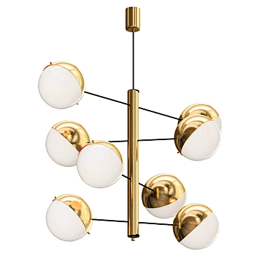 Midcentury Glass Globes Chandelier in the Style of Stilnovo