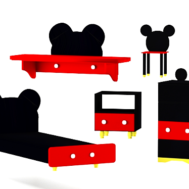 Mickey Mouse Nursery Furniture Set 3D model image 1 