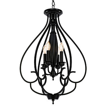 Elegant Bronze Foyer Chandelier 3D model image 1 
