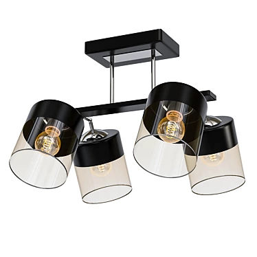 Sleek Black Pendant Light 3D model image 1 