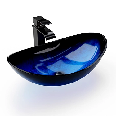 Stylish Glass Sink with Mixer 3D model image 1 