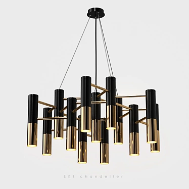 Designer Gold 13-Light Chandelier 3D model image 1 