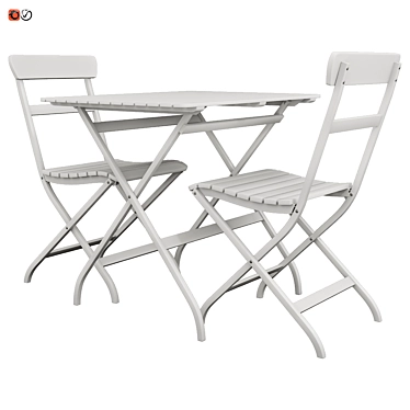 White Outdoor Table Set 3D model image 1 