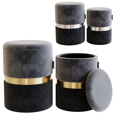 "New-York Ottomans: Silver & Gold Duo Set" 3D model image 1 