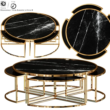 Elegant Padova Coffee Table Set 3D model image 1 