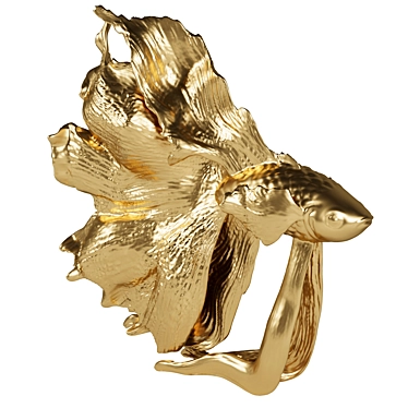 Elegant Betta Fish Gold Sculpture 3D model image 1 