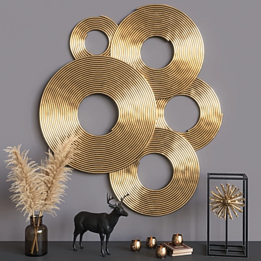 Elegant Golden Decor Set 3D model image 1 