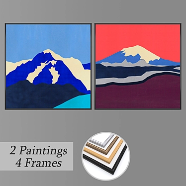 Premium Wall Art Set with Frame Options 3D model image 1 