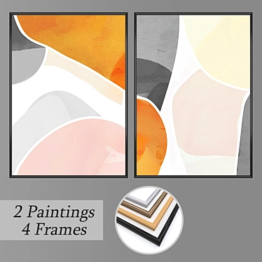 Abstract Wall Art Set with Multiple Frame Options 3D model image 1 