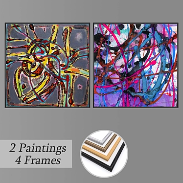 Versatile Wall Art Set with Frames 3D model image 1 