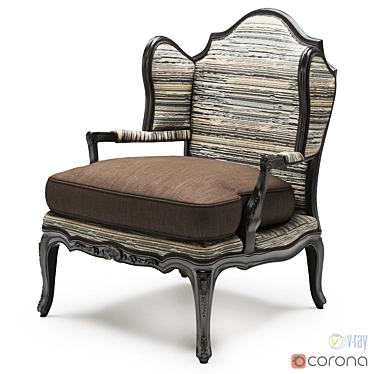 Bordeaux U Wing Chair: Luxurious Seating 3D model image 1 