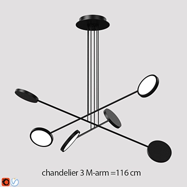 Mobi 3-pendant Lighting Ensemble 3D model image 1 