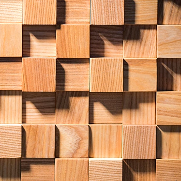 Natural Wood Mosaic Wall Panel 3D model image 1 