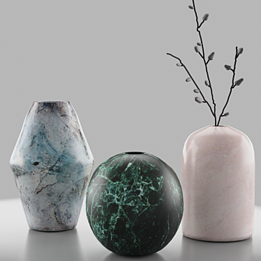 Sleek Mono Vases by Salvatori 3D model image 1 