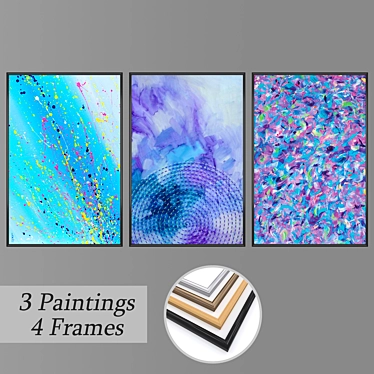 Title: Diverse 3-Piece Wall Art Set 3D model image 1 