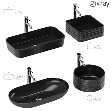 Modern Minimalist Wash Basin Collection 3D model image 1 