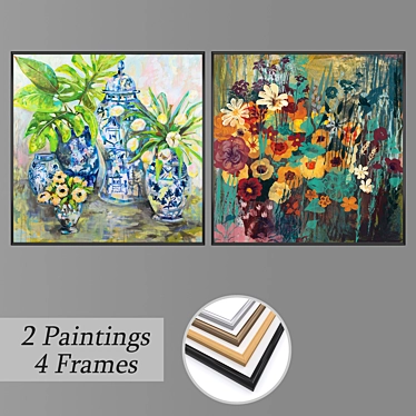 2-Piece Wall Paintings Set with Multiple Frame Options 3D model image 1 