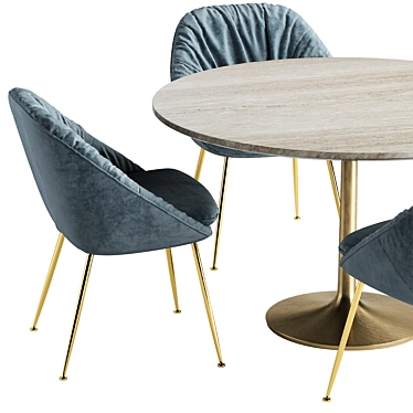 Elegant Brown Marble Dining Table 3D model image 1 