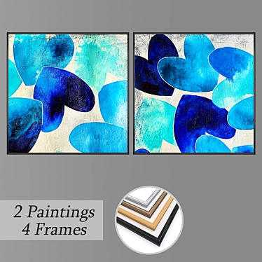 Wall Art Set with 2 Paintings & 4 Frame Options 3D model image 1 