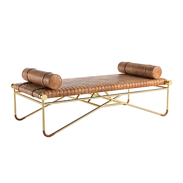 CB2 Saddle Leather Bench with Bolsters 3D model image 1 