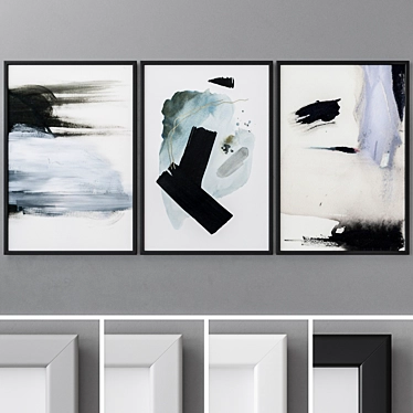 Modern Abstract Triptych Art 3D model image 1 