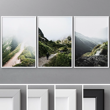 Nature Triptych 60x90: 4 Frame Colors 3D model image 1 