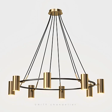 Luxury Gold 8-Lamp Unity Chandelier 3D model image 1 