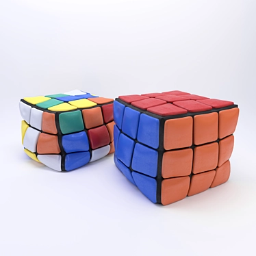 Rubik's Cube Poufs: Stylish and Comfy 3D model image 1 